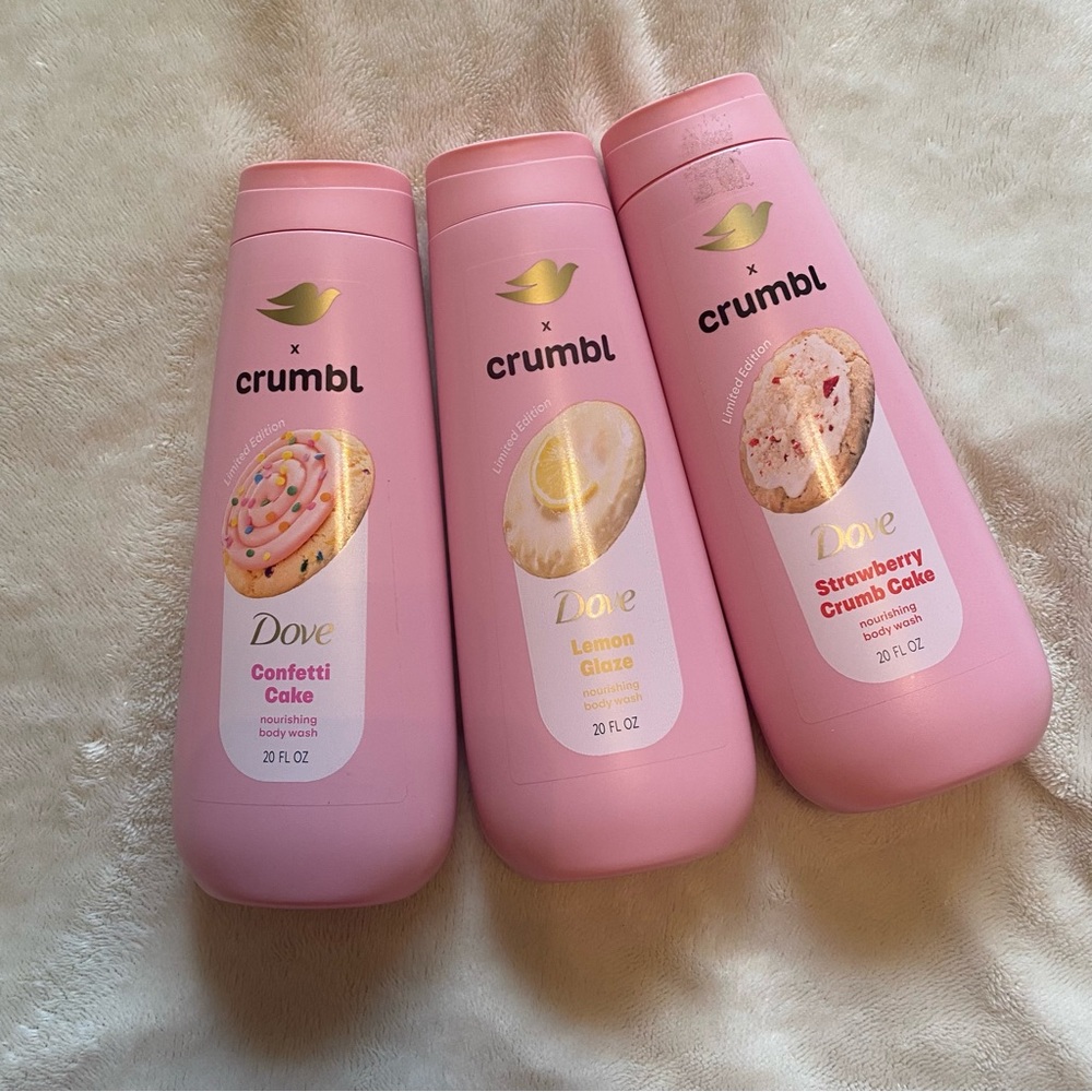 Dove Crumbl Confetti Cake Lemon Glaze Strawberry Crumb Cake Body Wash